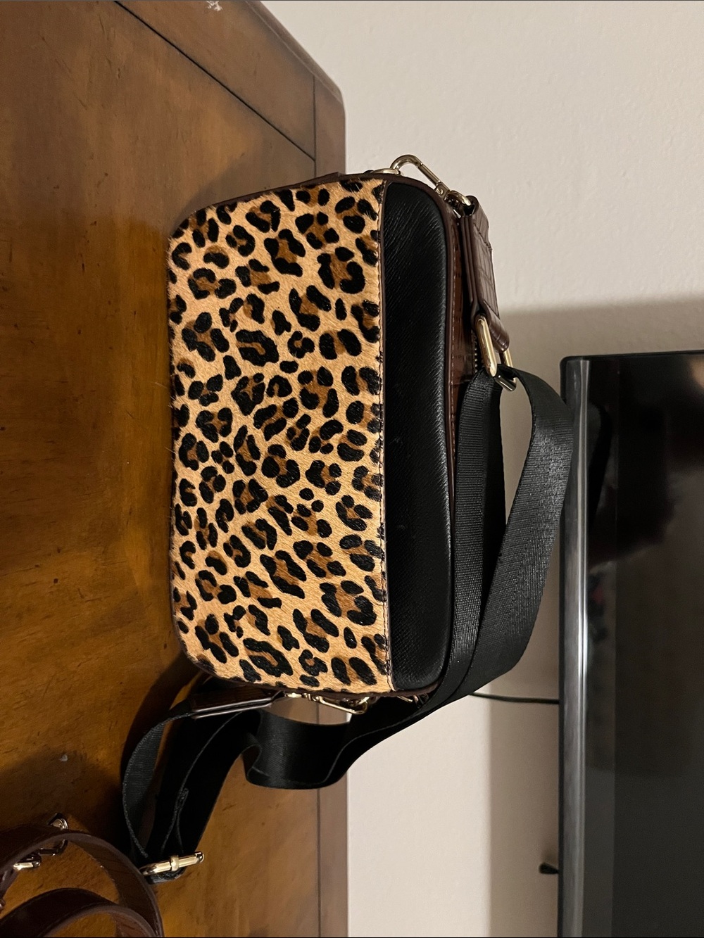Chico's Leopard Print Crossbody Bag - Black & Brown